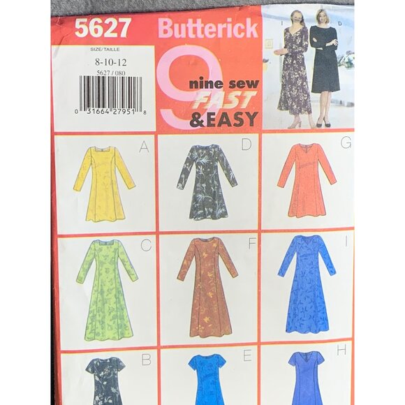Butterick Misses Dress Sewing Pattern sz 8-12 5627 - uncut - Picture 2 of 3